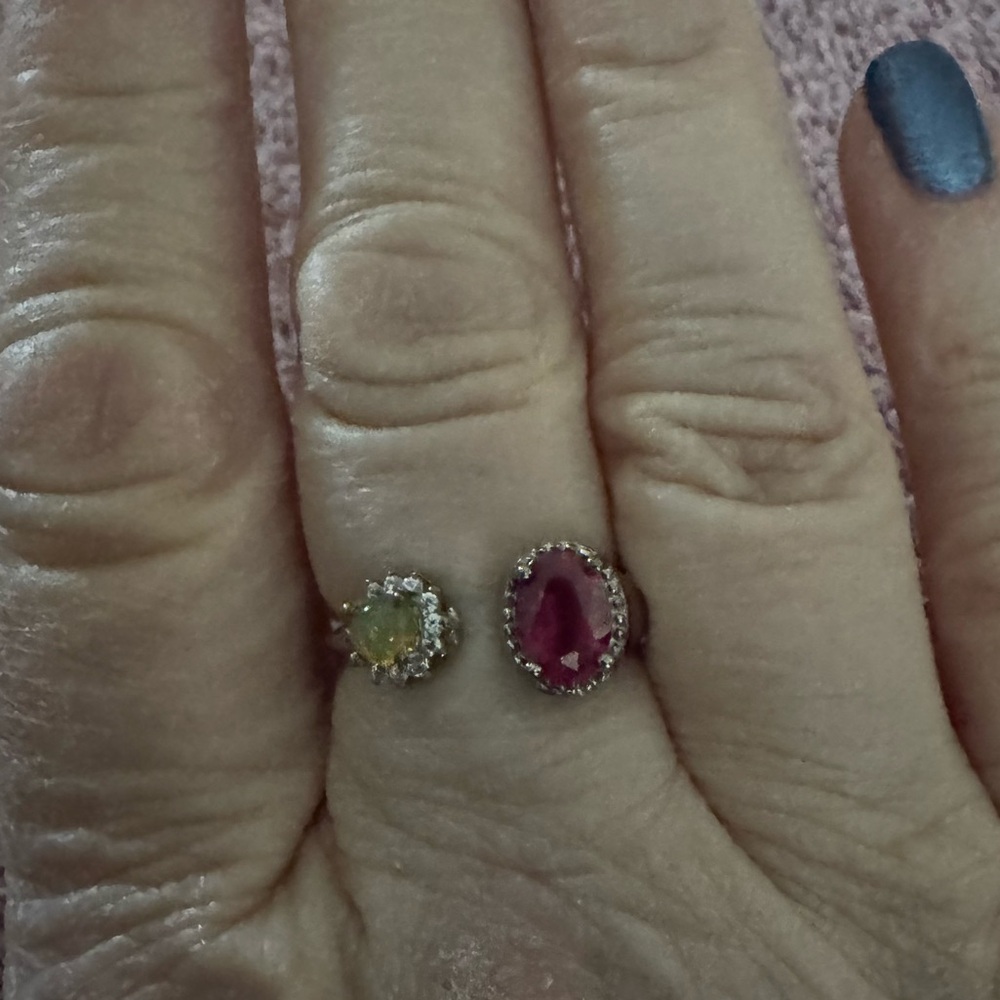 Sterling silver Ruby & Opal Gemstone Ring